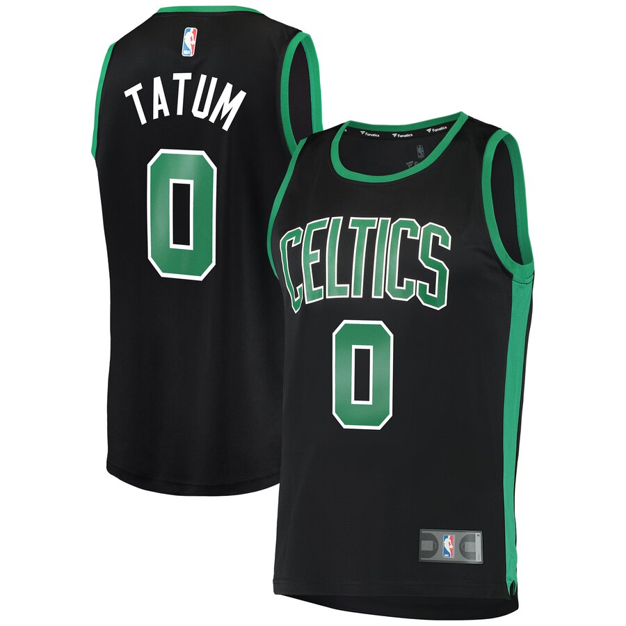 Men's Boston Celtics Jayson Tatum #0 Fast Break Fanatics Branded Black Replica Statement Edition Jersey 2401BWOK